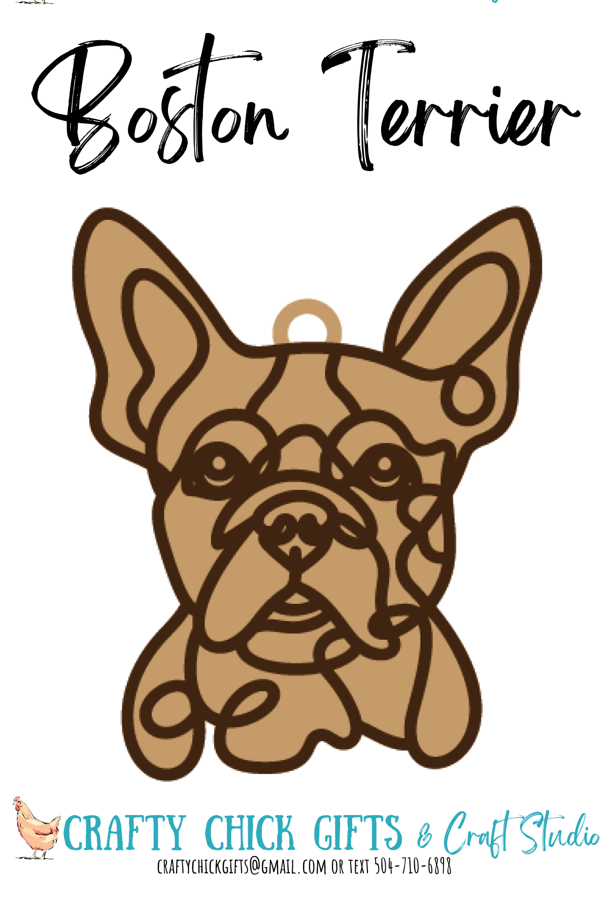 Dog Line Art Ornament-engraved bone