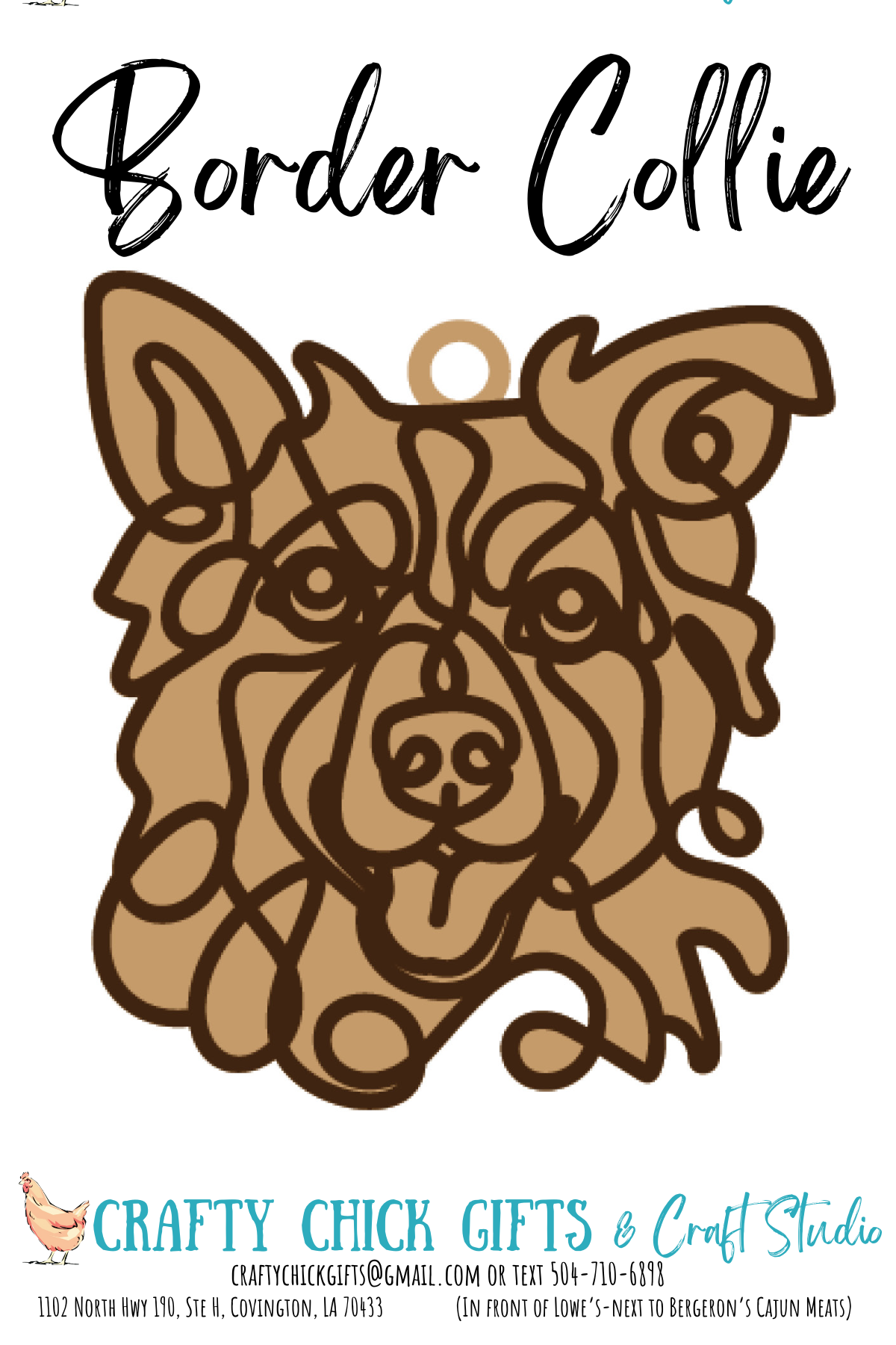 Dog Line Art Ornament-engraved bone