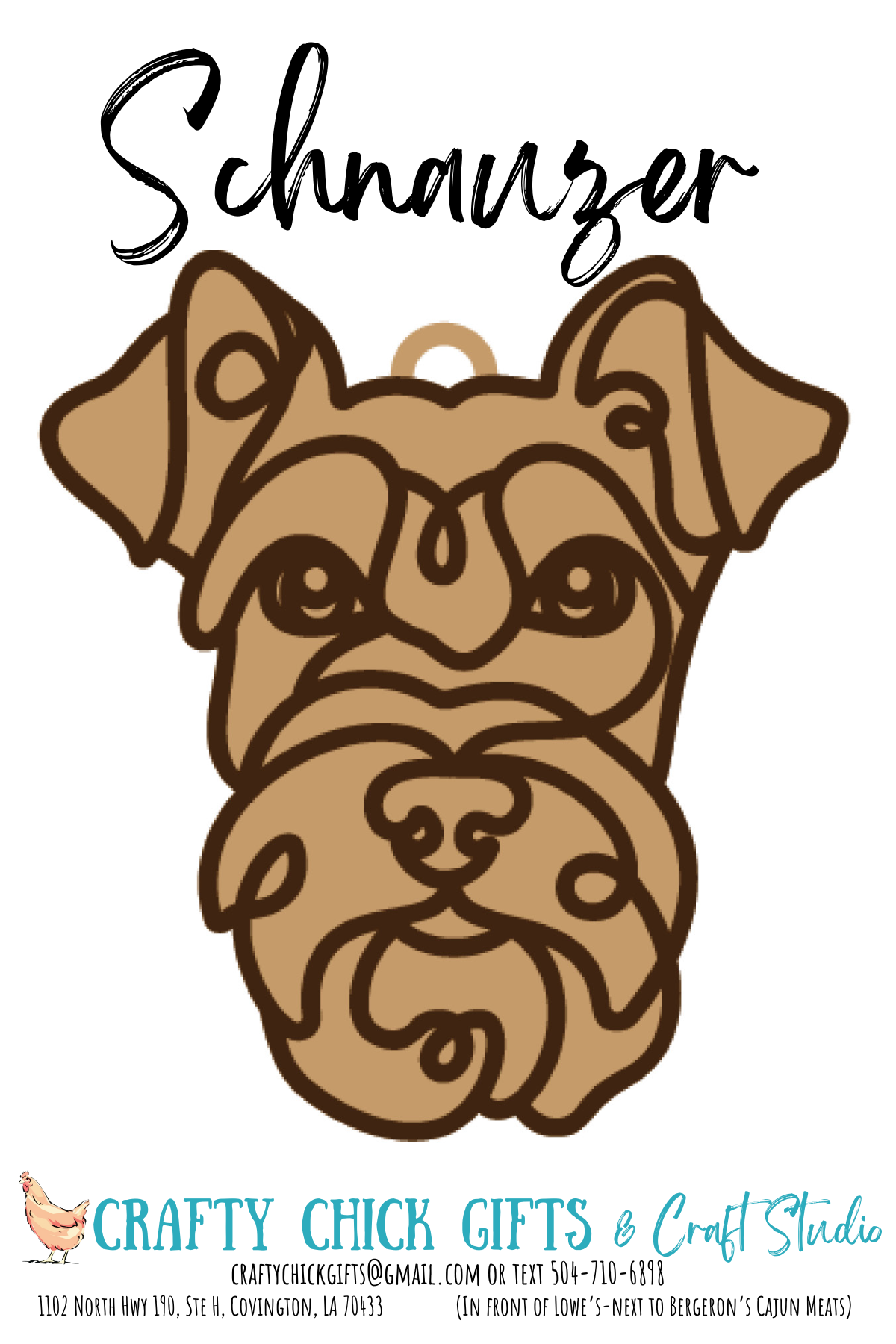 Dog Line Art Ornament-engraved bone