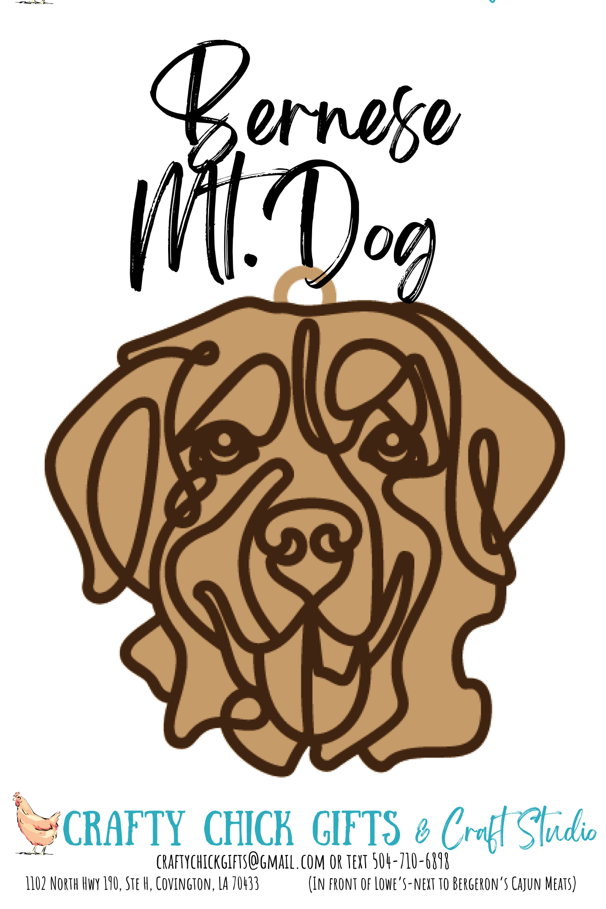 Dog Line Art Ornament-engraved bone