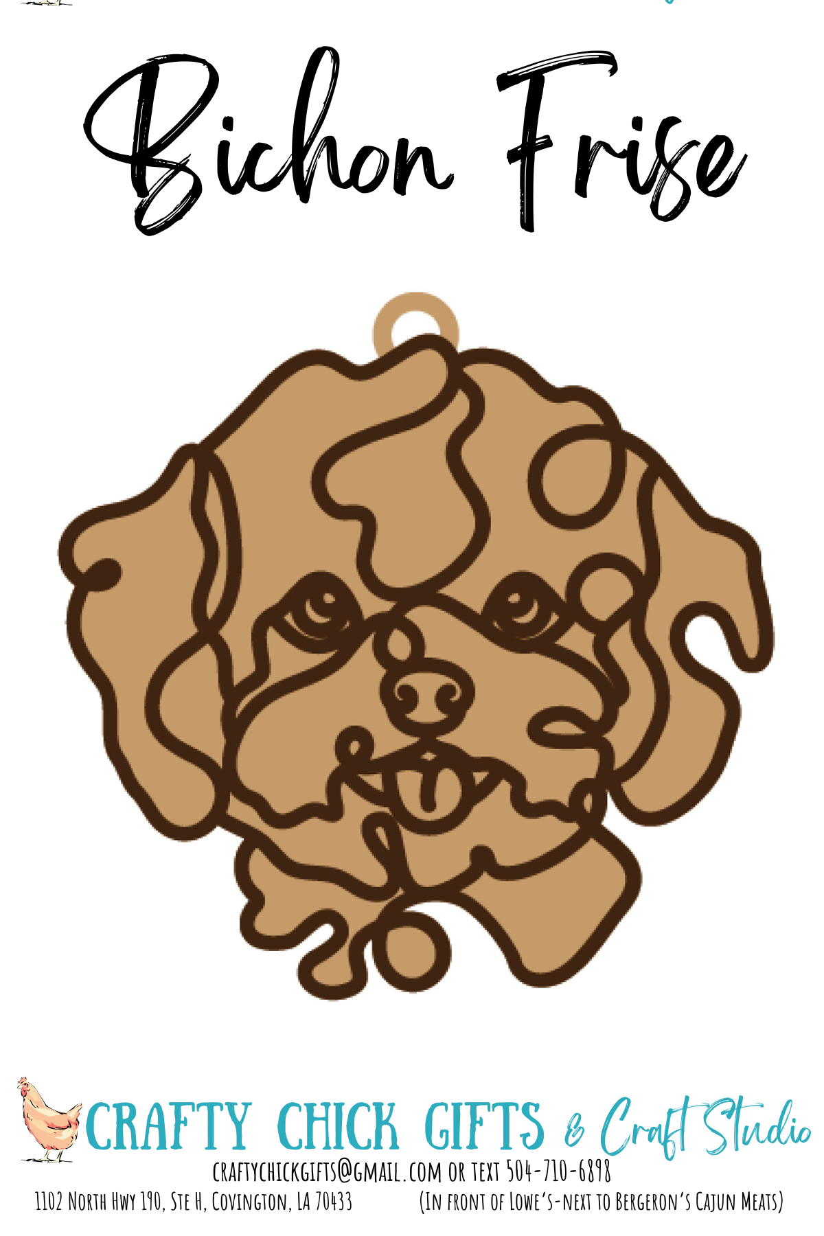 Dog Line Art Ornament-engraved bone
