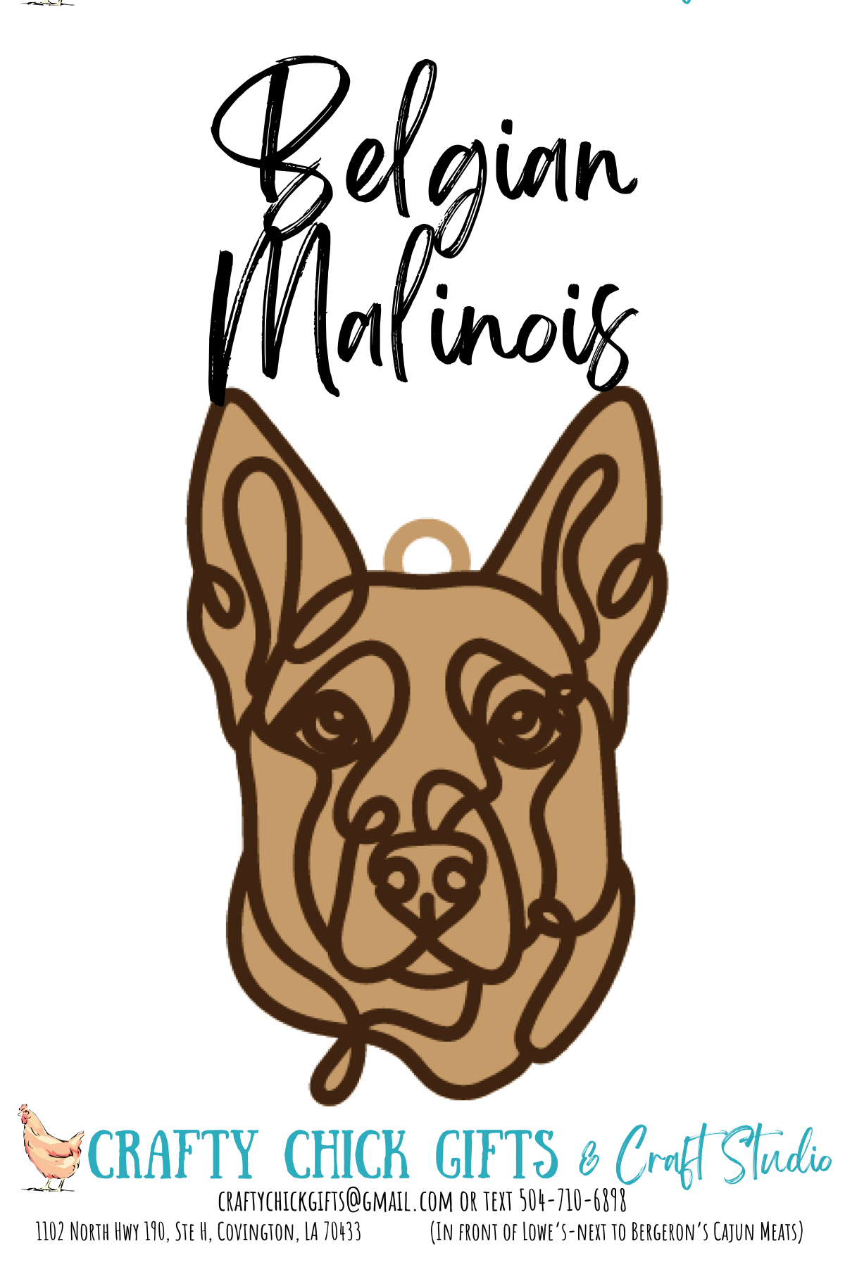 Dog Line Art Ornament-engraved bone