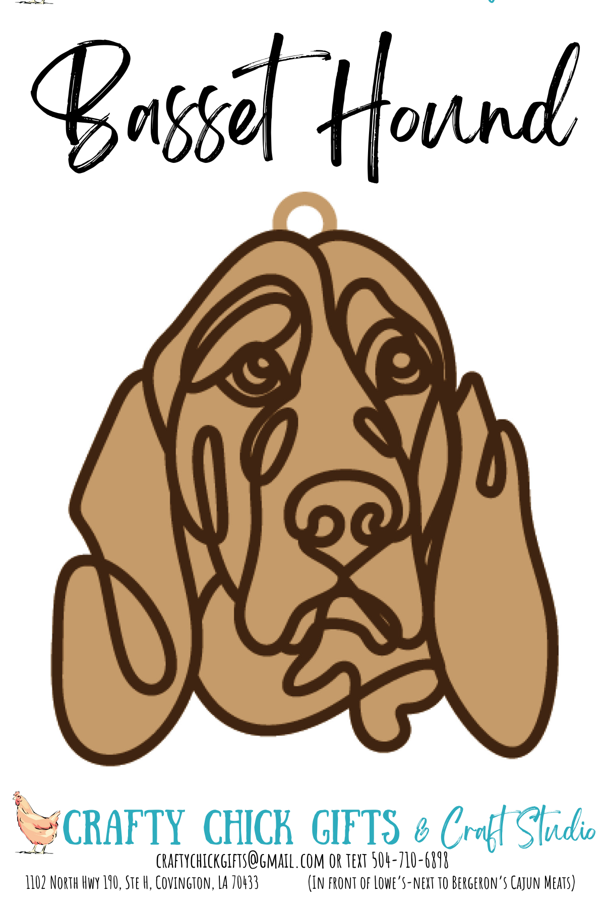Dog Line Art Ornament-engraved bone