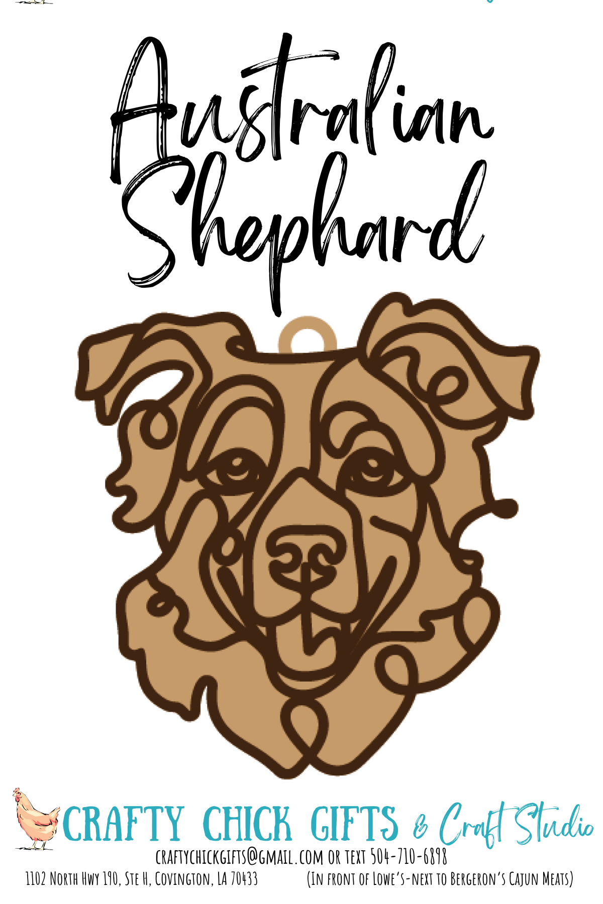 Dog Line Art Ornament-engraved bone