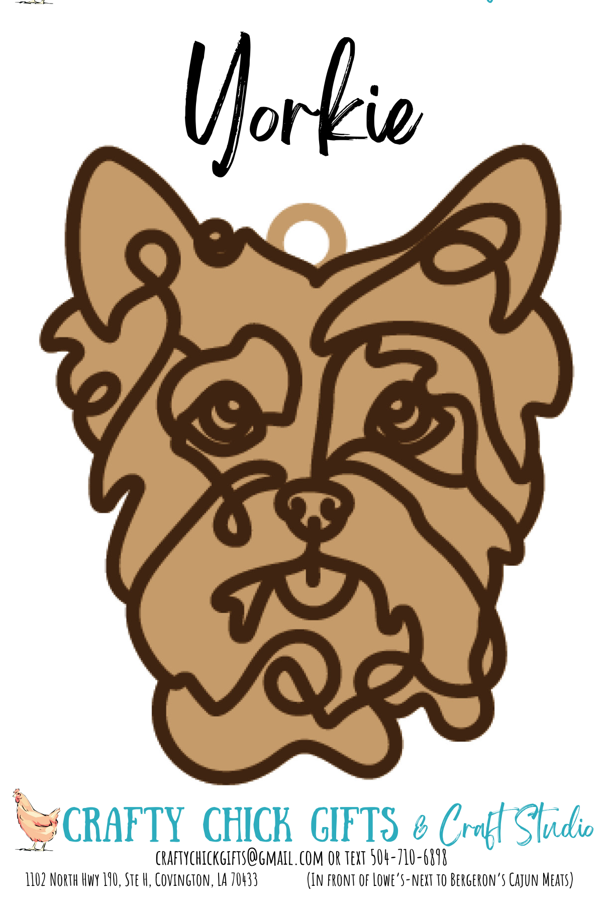 Dog Line Art Ornament-engraved bone