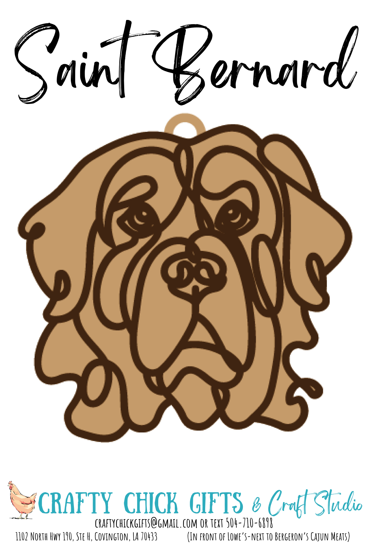 Dog Line Art Ornament-engraved bone