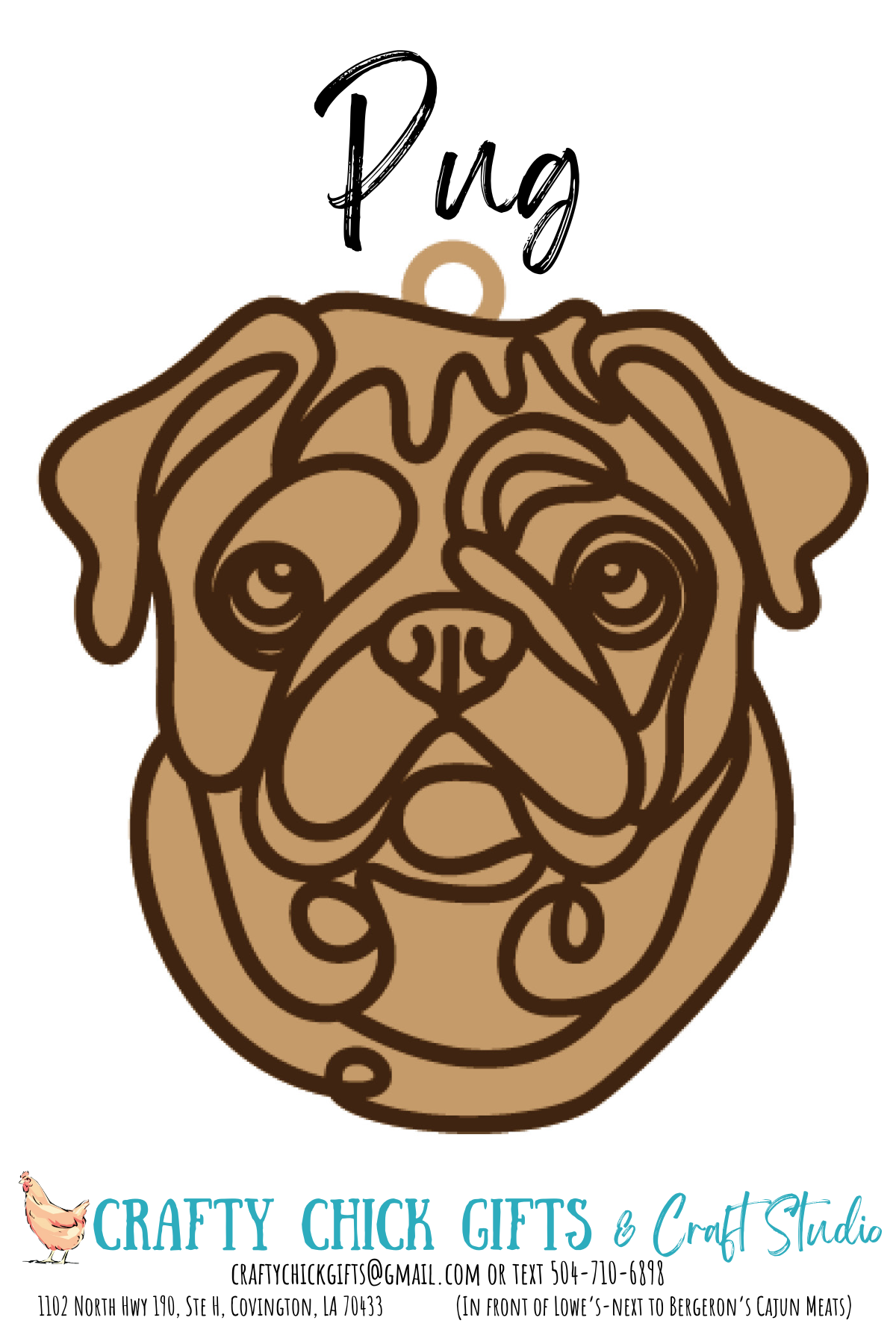 Dog Line Art Ornament-engraved bone