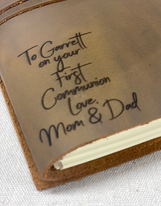 Engraved leather journal