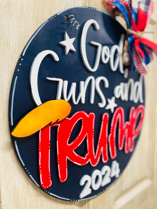 3D God, Guns and Trump door hanger