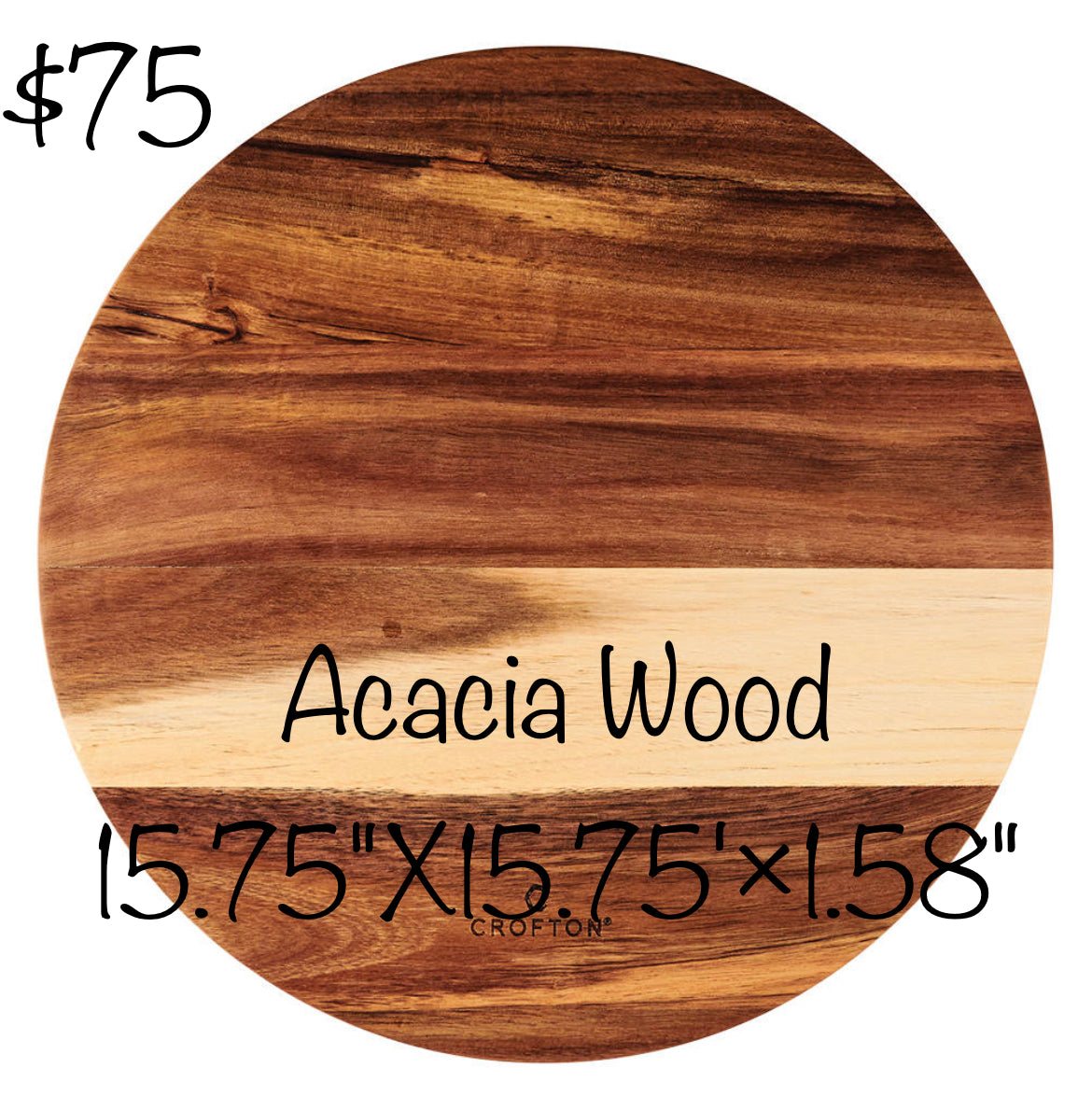 Custom engraved cutting/serving/display board - 15” and 1.5” thick