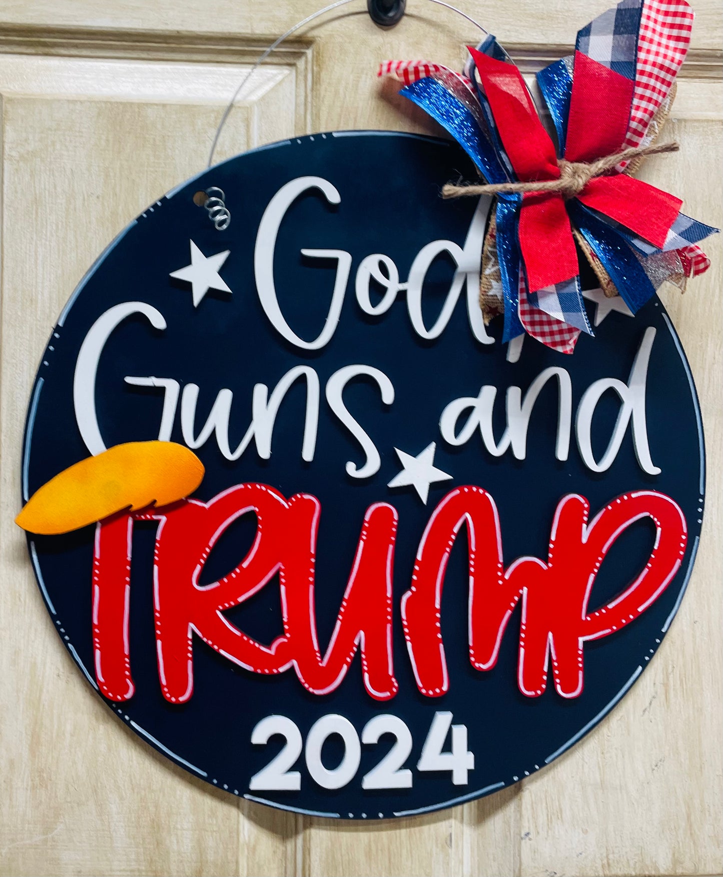 3D God, Guns and Trump door hanger