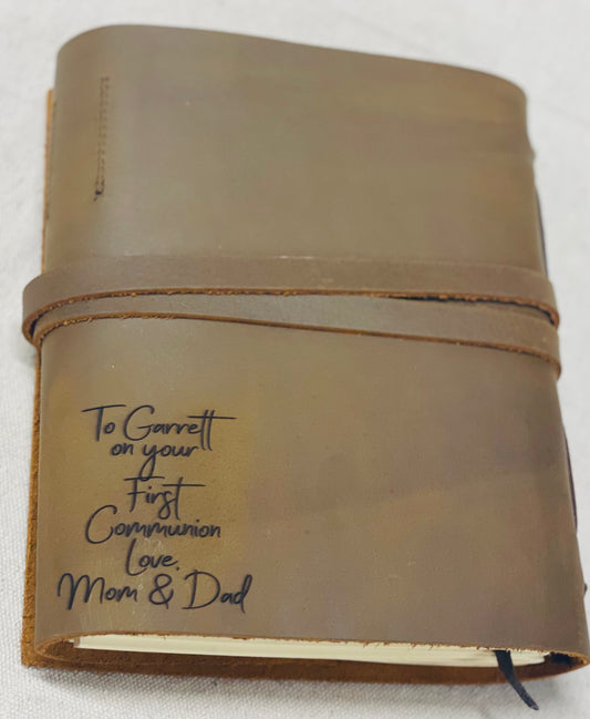 Engraved leather journal
