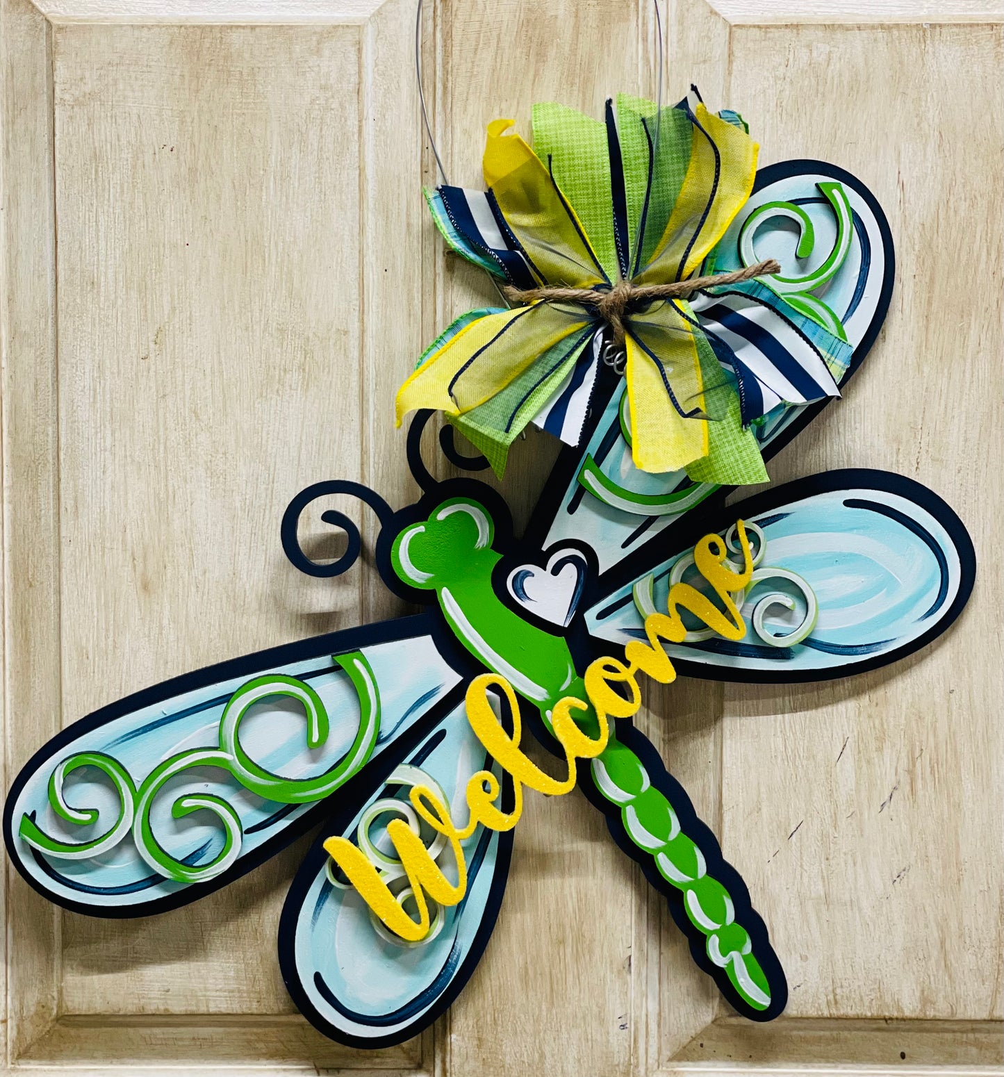 3D dragonfly welcome door hanger