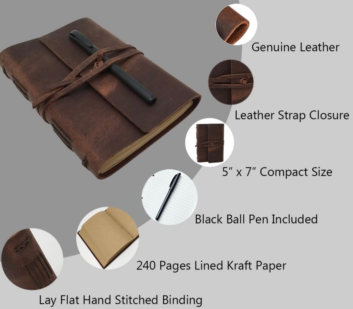 Engraved leather journal