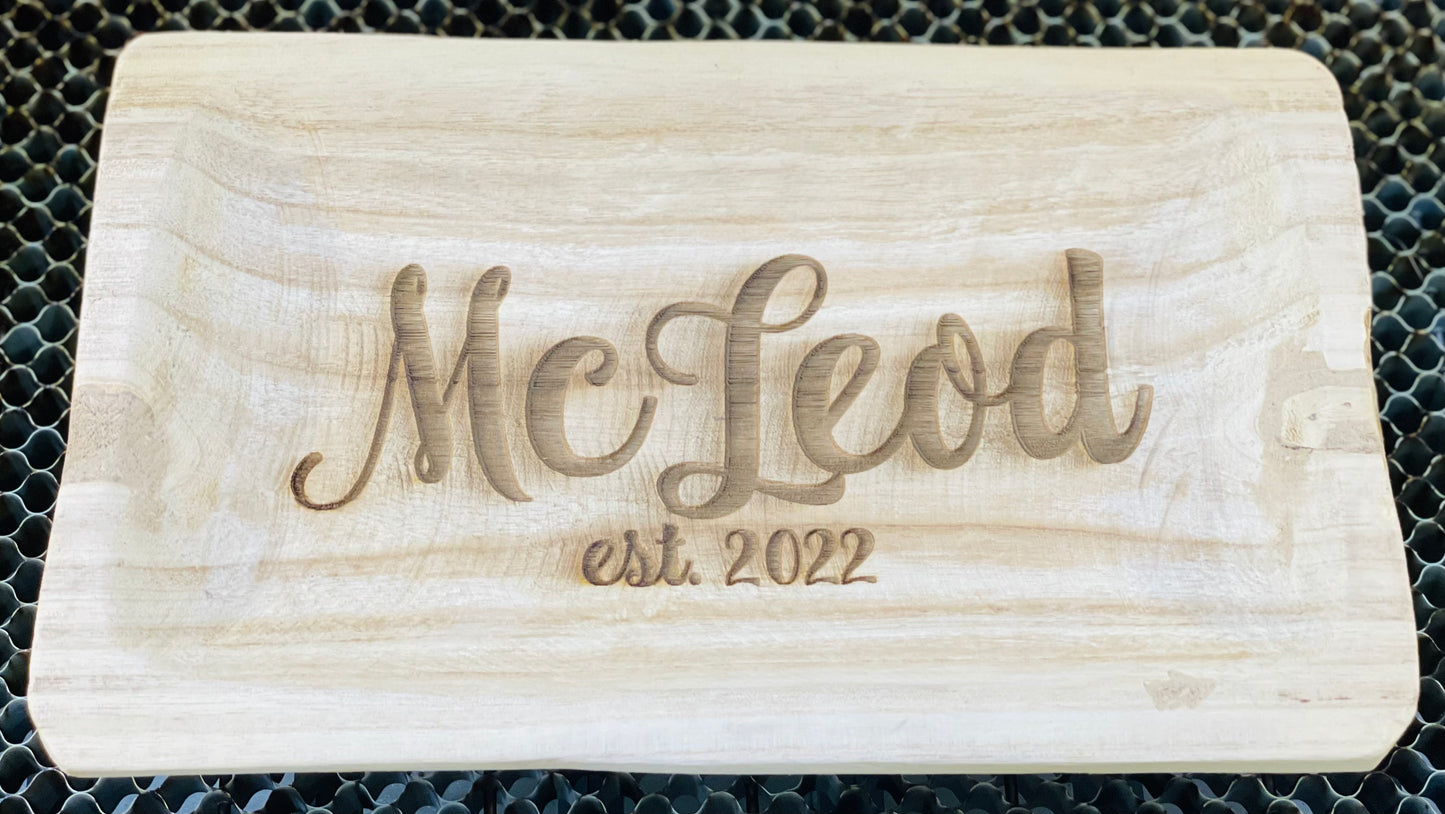 Custom engraved wood dough trays 3 sizes