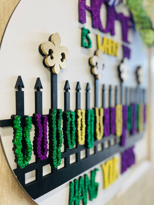 3D Mardi Gras Hang your beads door sign