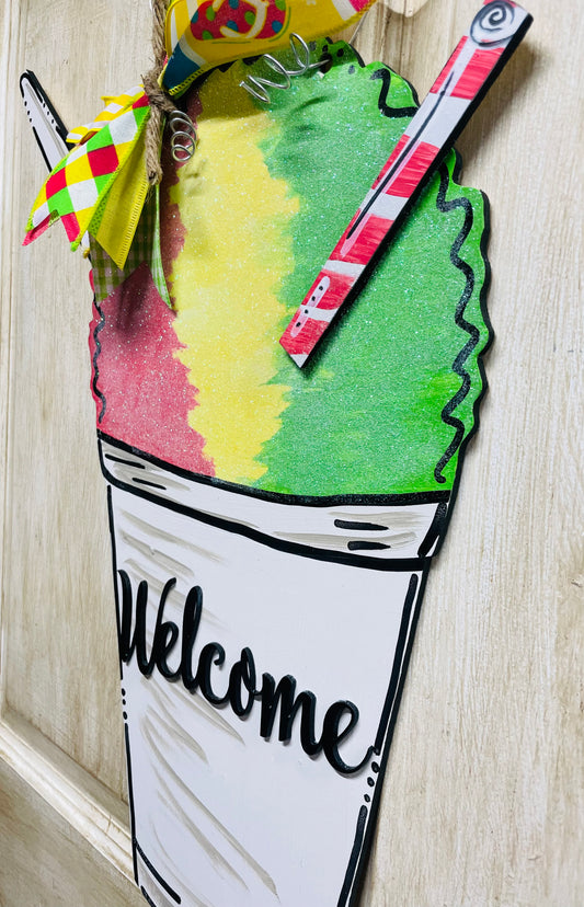 2d snowball door sign with custom name or welcome