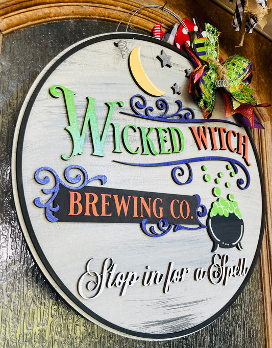 3D Halloween witches brew sign