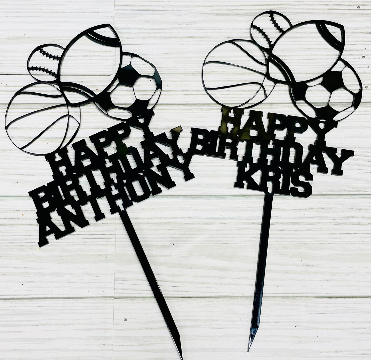 Acrylic Happy Birthday Sports cake topper
