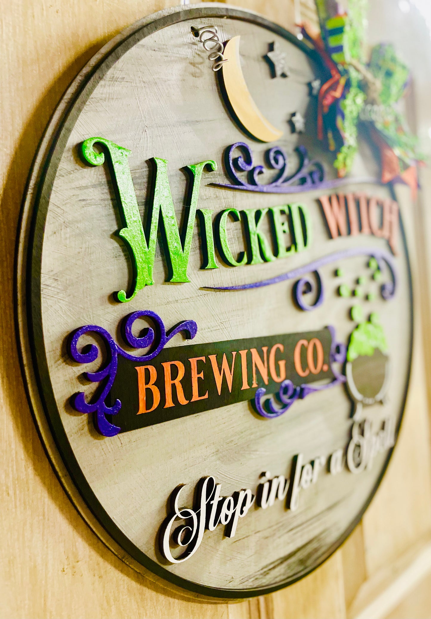 3D Halloween witches brew sign