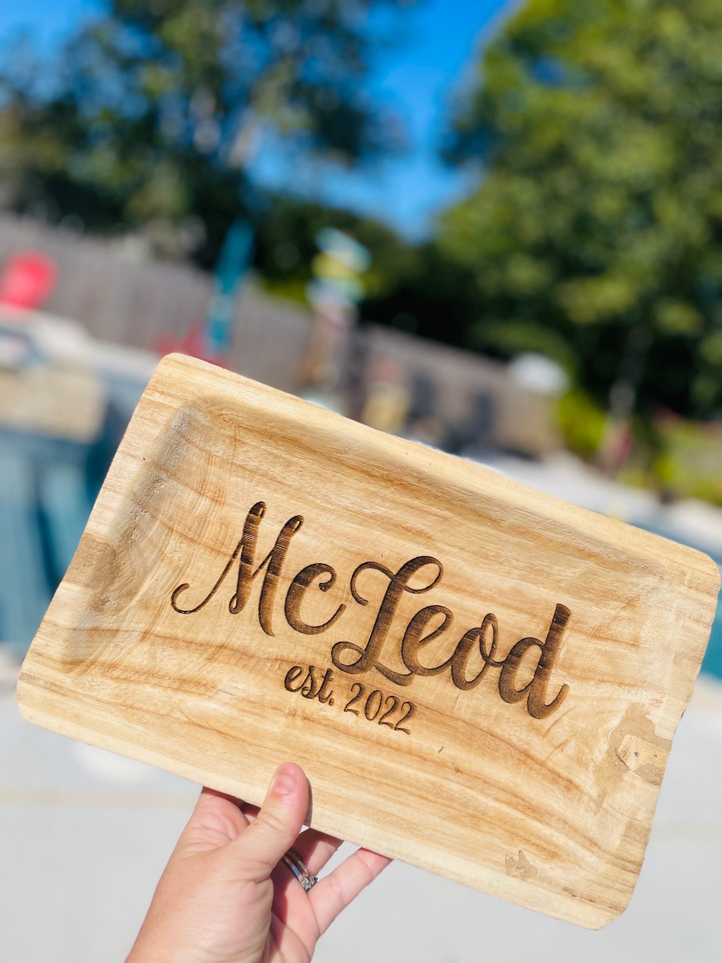 Custom engraved wood dough trays 3 sizes