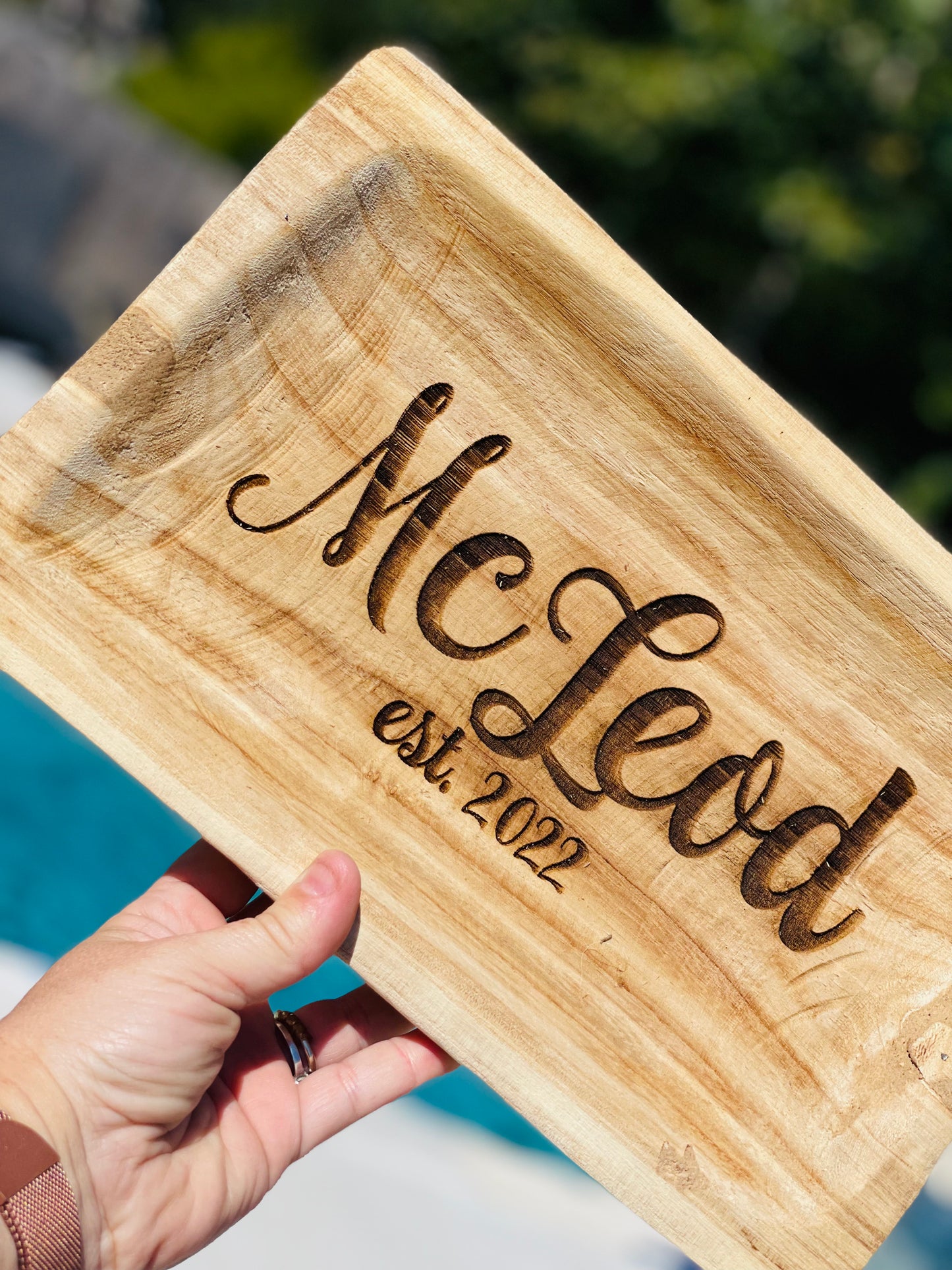 Custom engraved wood dough trays 3 sizes