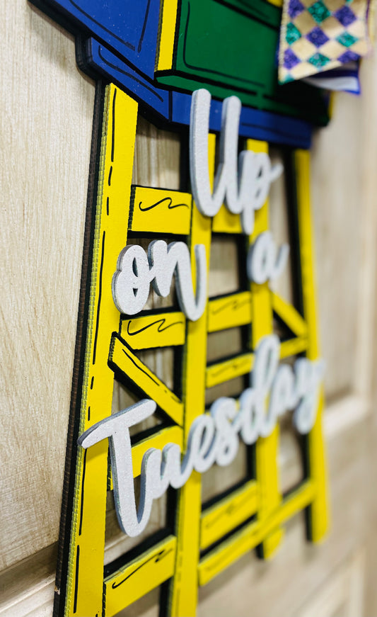 3D Mardi Gras ladder Door Sign