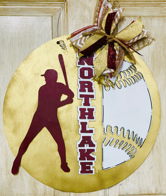 3D baseball door sign - custom to your school