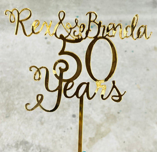 50th anniversary Acrylic cake topper