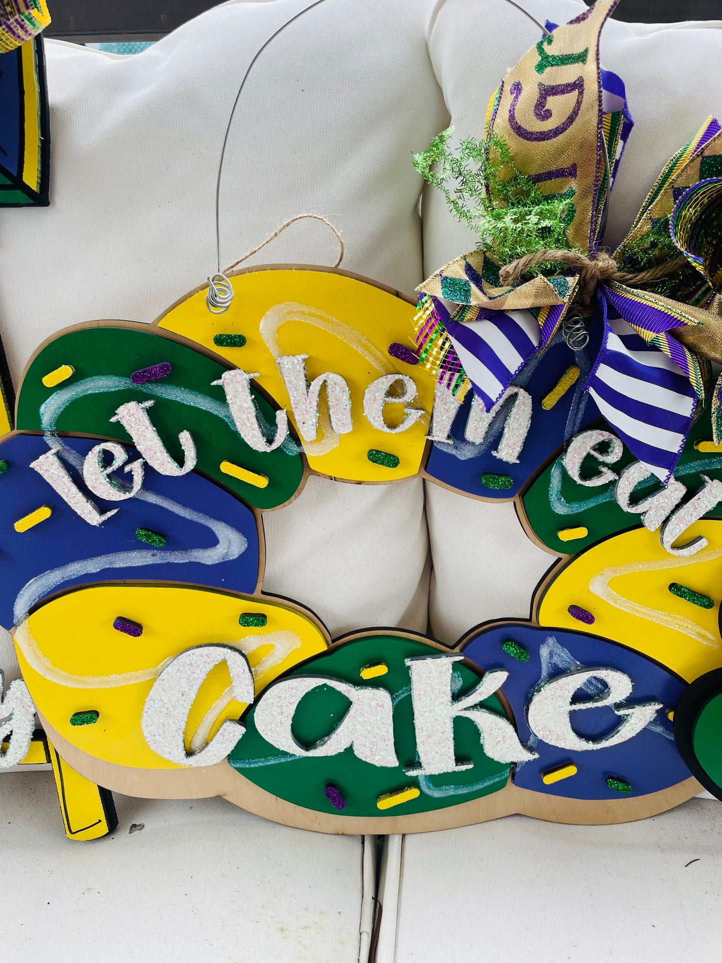 3D Mardi Gras kingcake - let them eat cake door sign