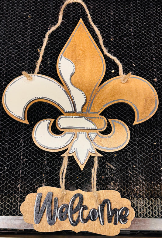 3d interchangeable Split fleur de lis  Door Hanger