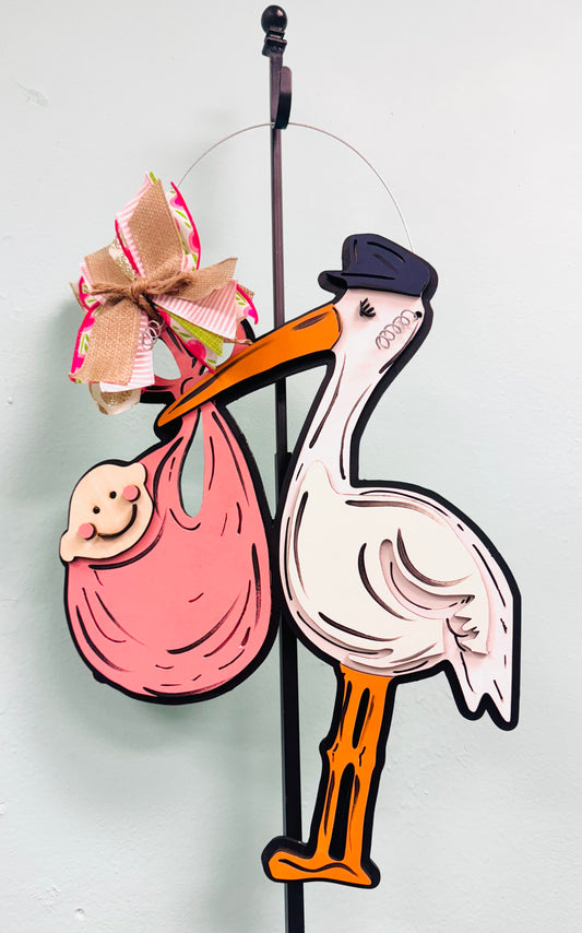 3D stork door sign