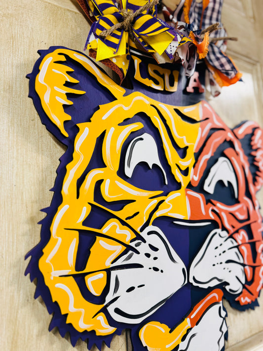 3D LSU/Auburn tiger door hanger