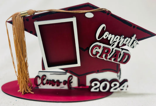 Graduation sign with 1 photo slot and tassel holder