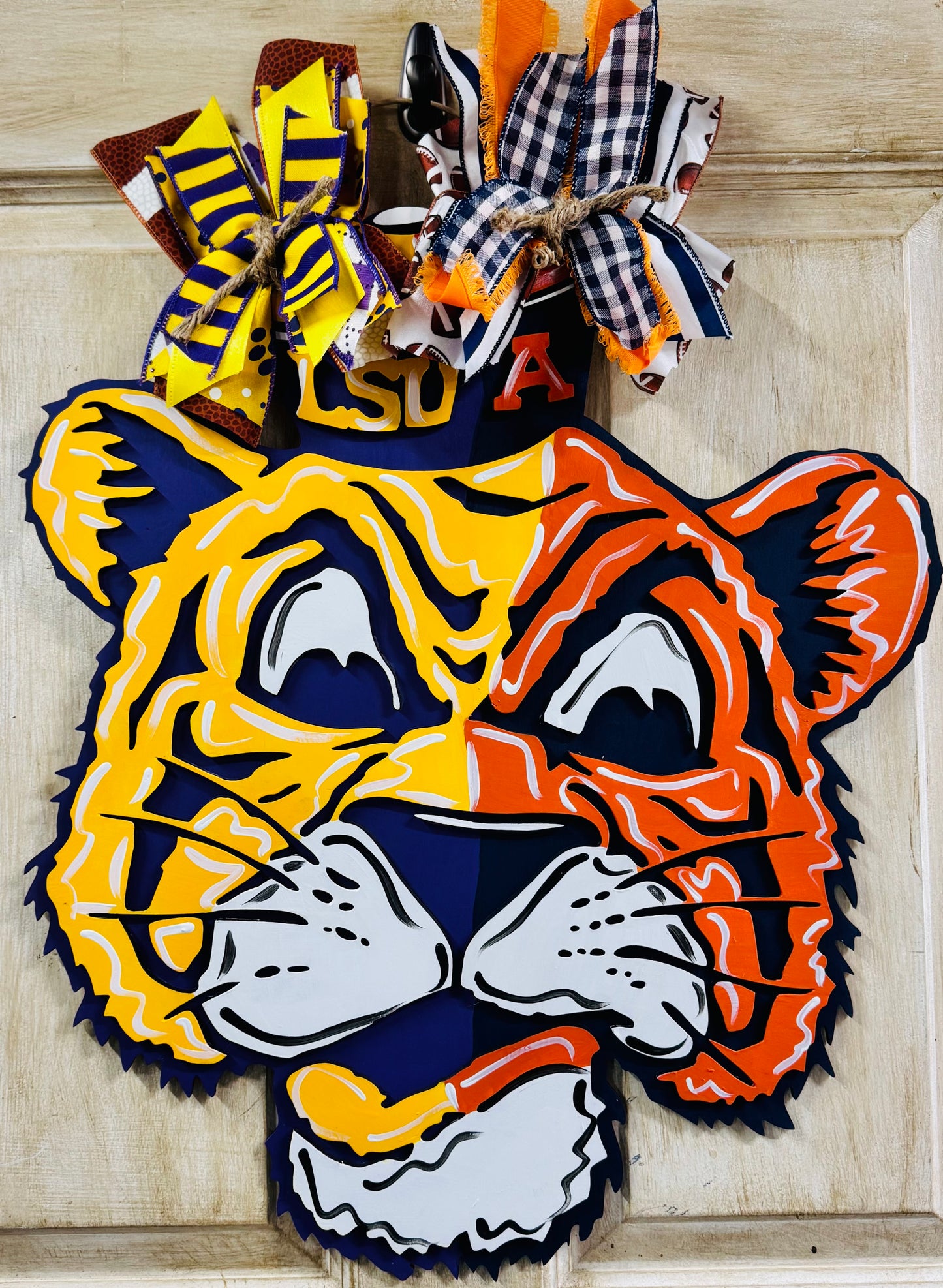 3D LSU/Auburn tiger door hanger