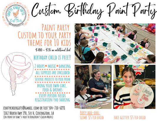 Kids birthday party - 2 hrs, custom 3d design paint party