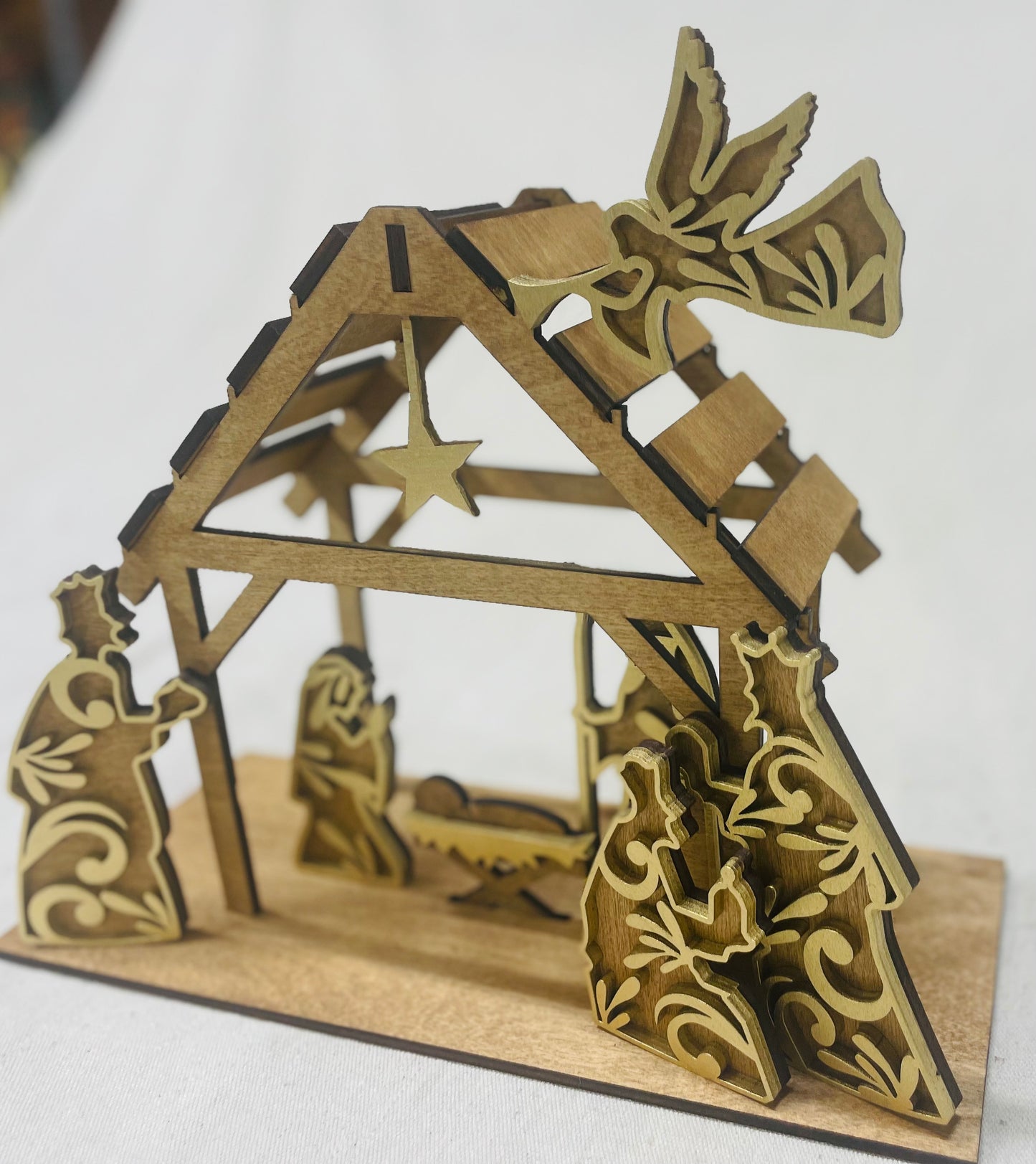 3d wood nativity set