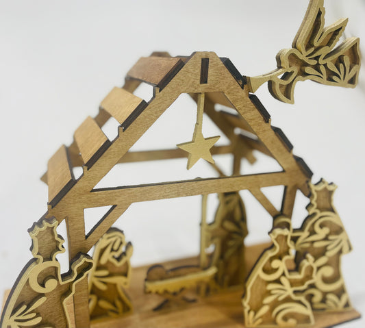 3d wood nativity set