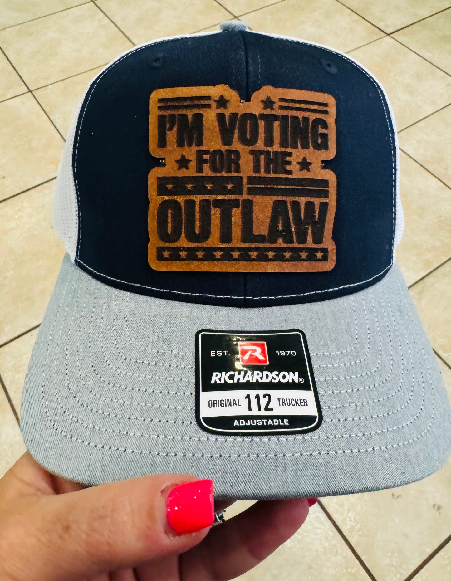 Trucker Hat with custom real leather patch