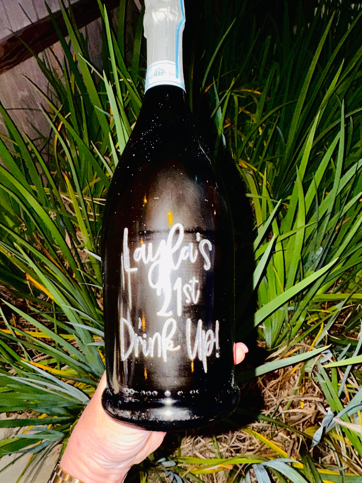 Custom Engraved alcohol bottle (provided by customer)