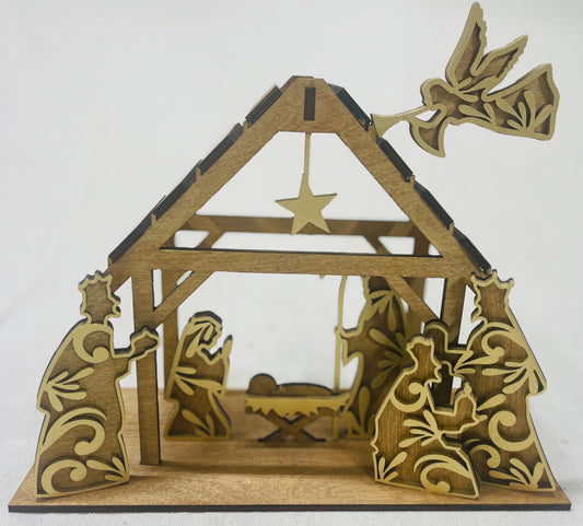 3d wood nativity set