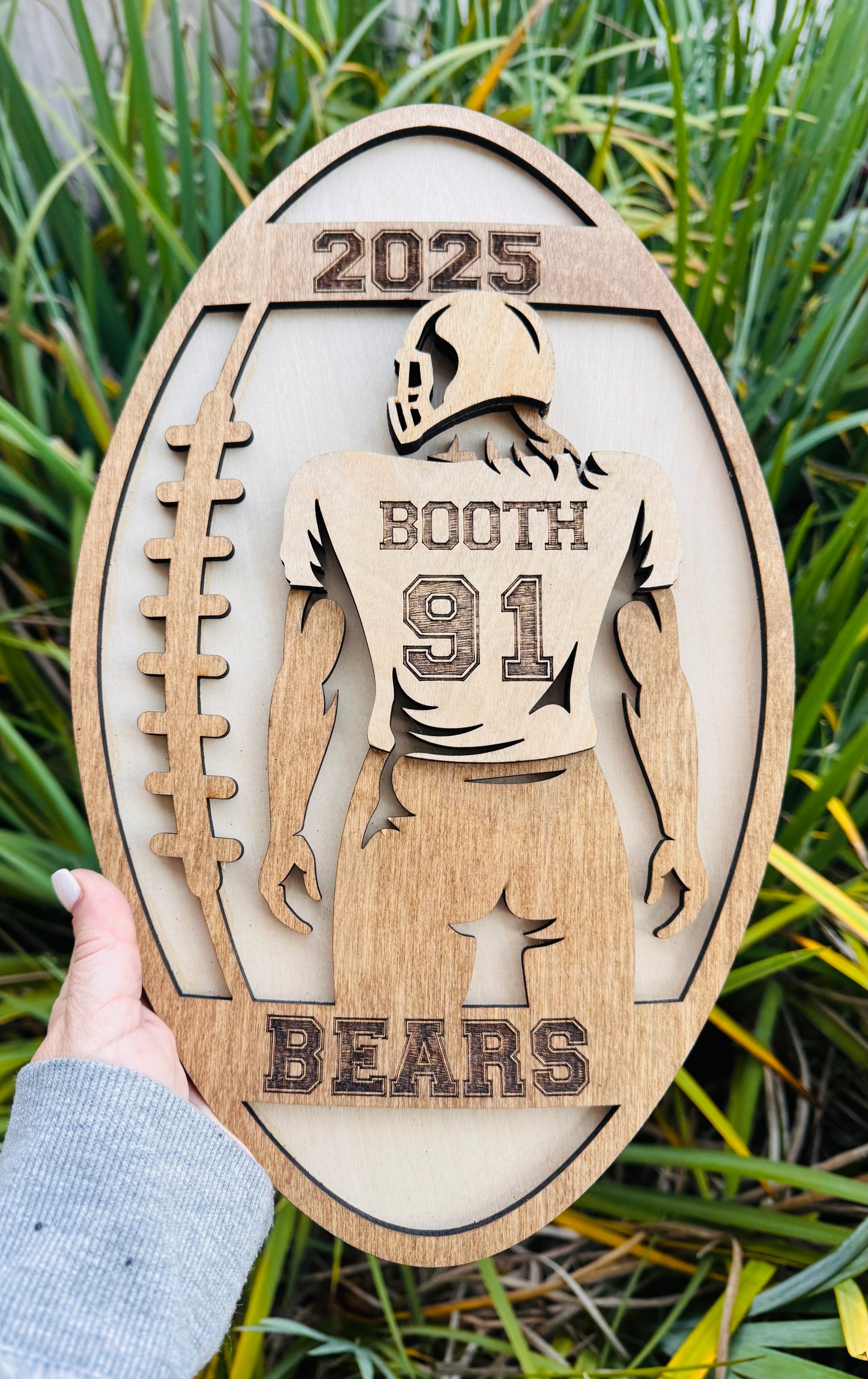 3D football player wall or shelf sitter sign