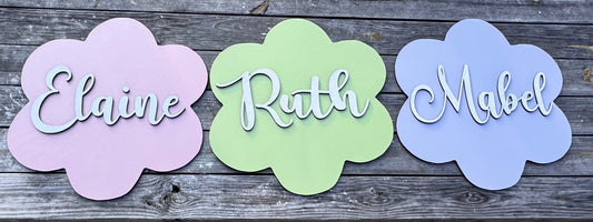 3D Flower w/name wall sign
