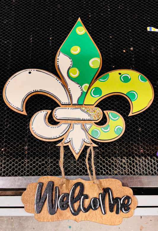 3d interchangeable Split fleur de lis  Door Hanger