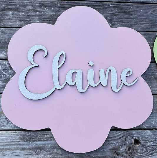 3D Flower w/name wall sign