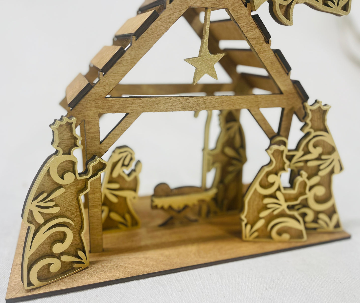 3d wood nativity set