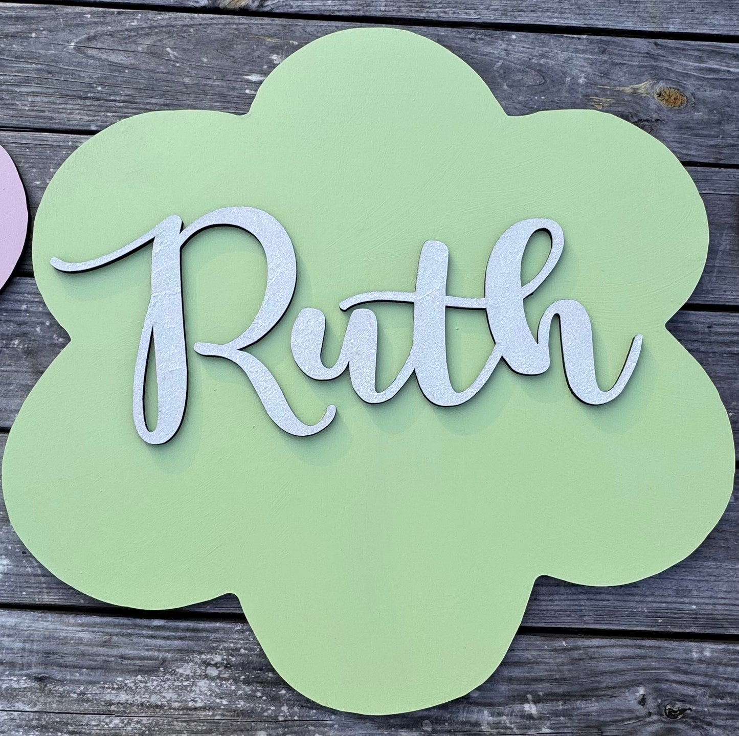 3D Flower w/name wall sign