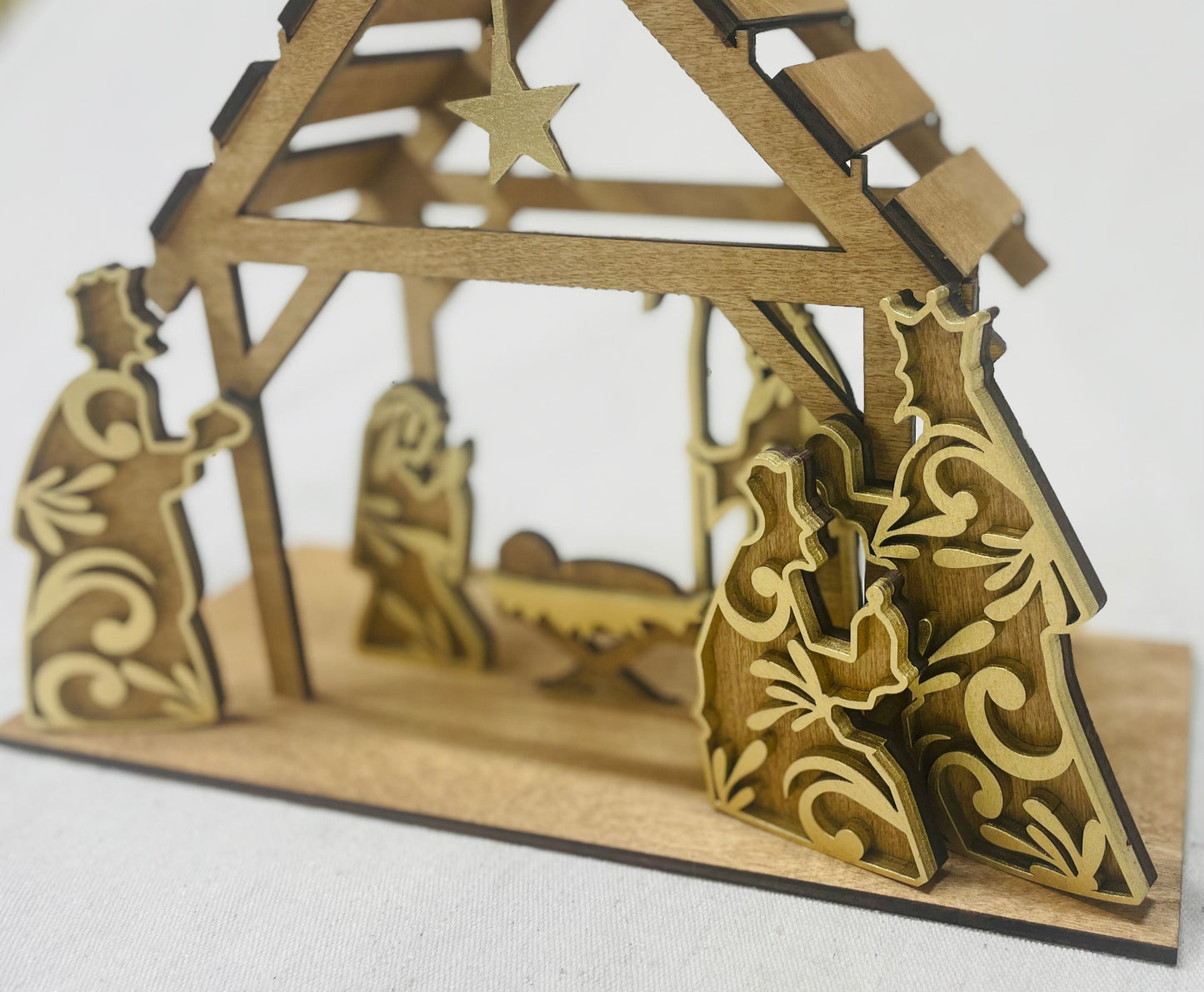 3d wood nativity set