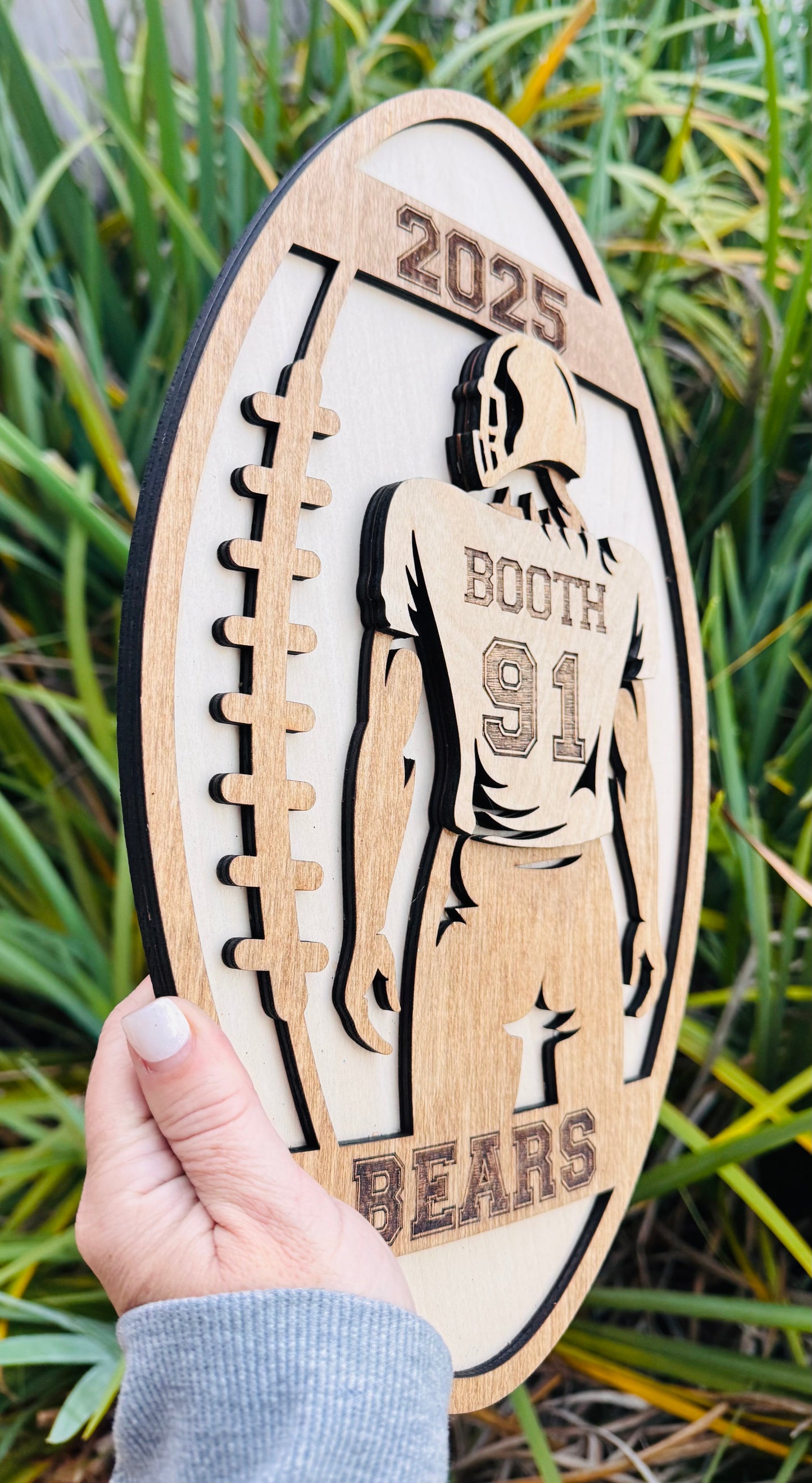 3D football player wall or shelf sitter sign