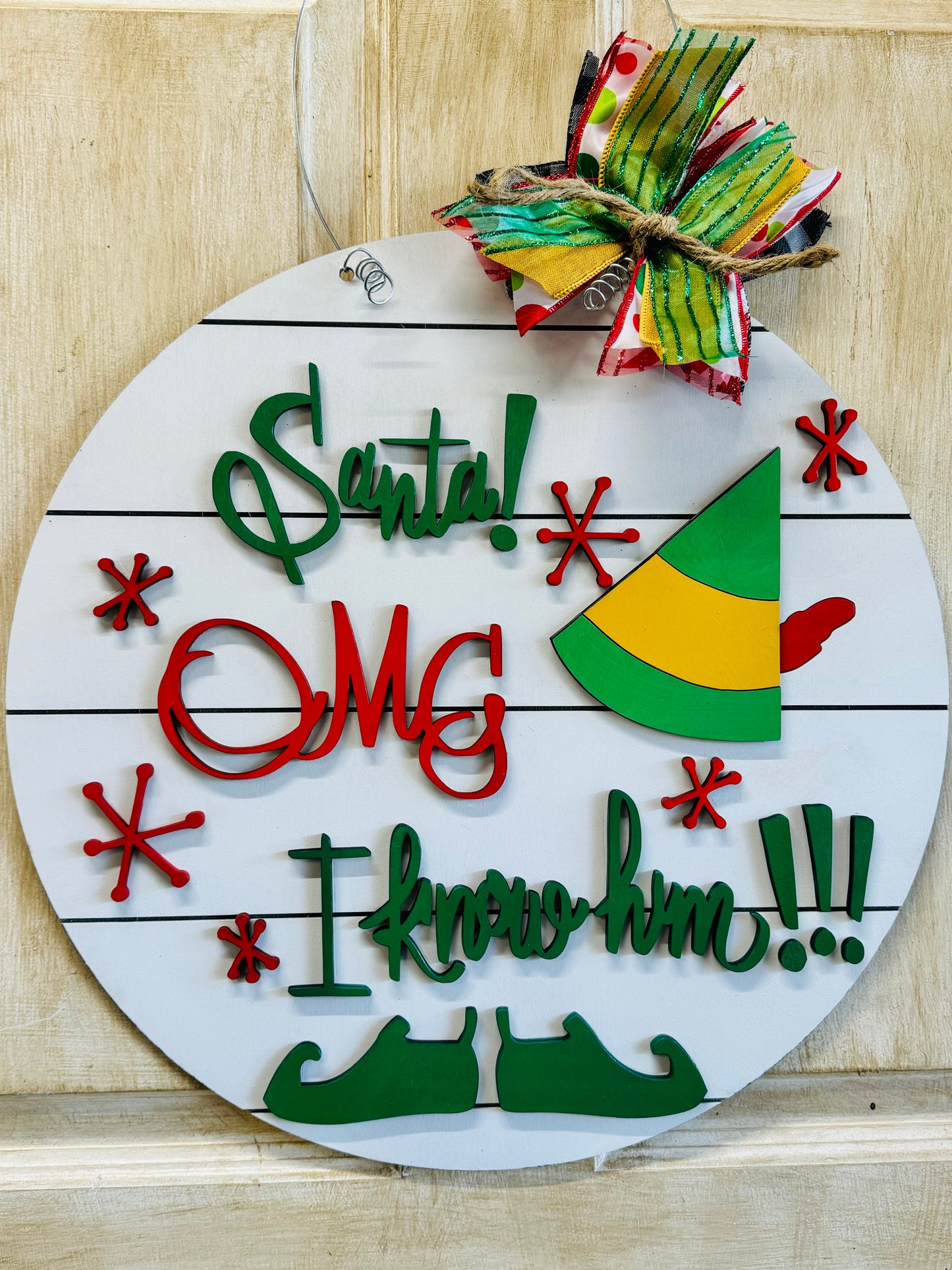 3D Elf “OMG, Santa I know him!!!” door hanger